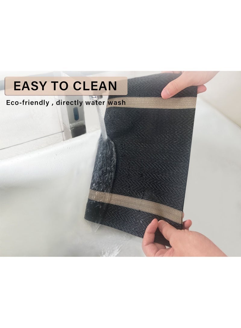 Arabest Black Placemats Set of 6 - Washable Easy Clean Vinyl Placemats - Heat Resistant PVC Place Mats - Table Mats for Dining Table - Image 3